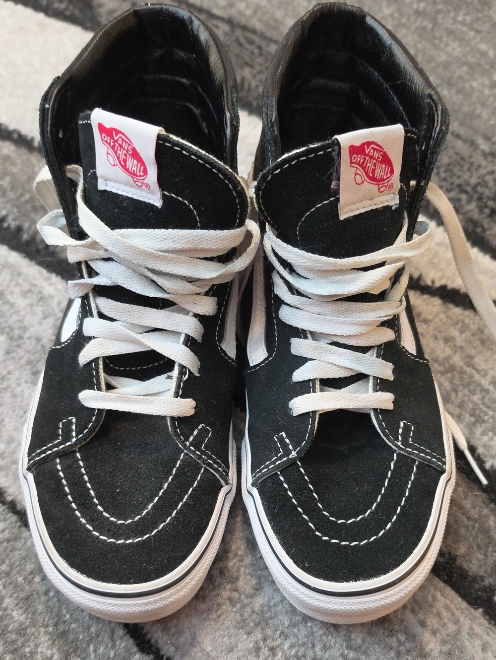 Vans Kids Black & White High-Top Skate Sneakers